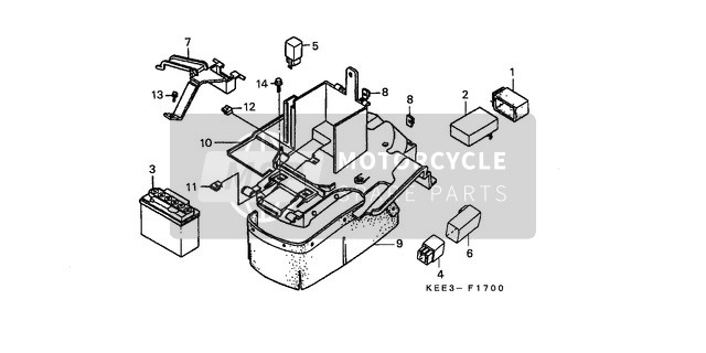 Honda SJ100 1997 Batterie/Garde-boue arrière pour un 1997 Honda SJ100